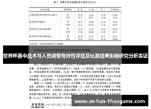 世界杯赛中战术与人员调整有效性评估及比赛结果影响研究分析实证